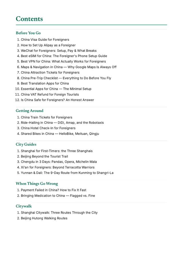 Table of contents listing all 25 guides
